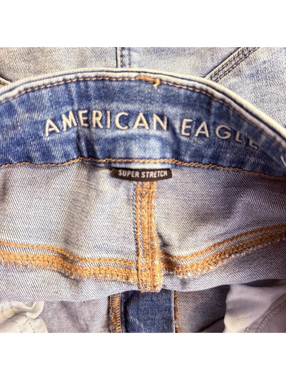 American Eagle Womens 4 REG Curvy Hi-Rise Mini Super Stretch Blue Jean Skirt